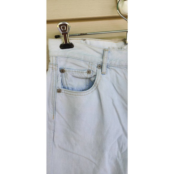 American Eagle Light Was Wide Leg Crop Jeans With Raw Frayed Hemline Size 4 - Picture 4 of 9